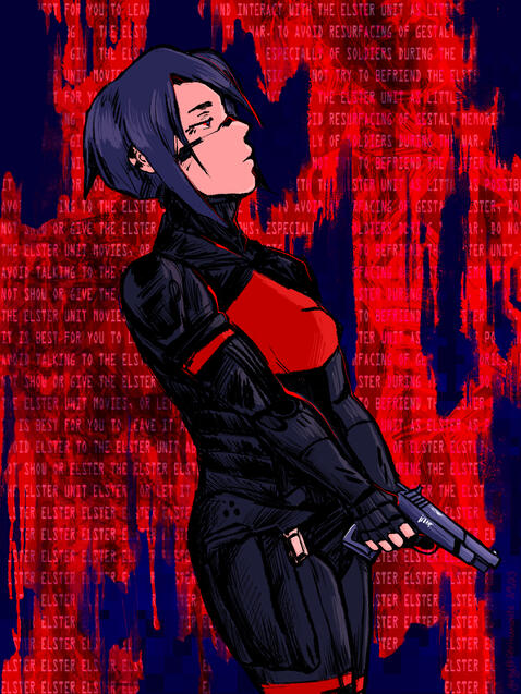 Bleed Through - Fanart of Elster from Signalis, March 2023.