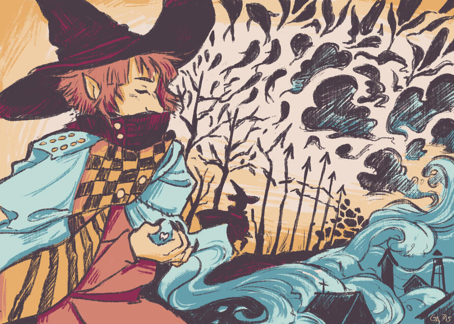 Dreaming the Course - Fanart of Chine from Friends At The Table's Sangfielle, July 2021.